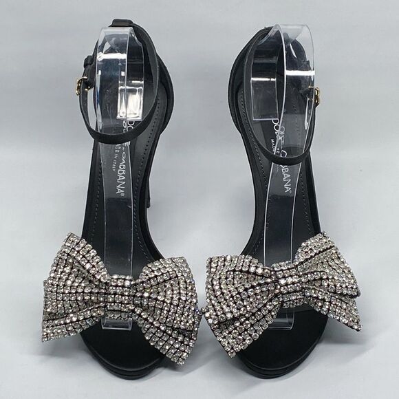 Dolce&Gabbana 100MM Crystal-Embellished Bow Sandals size 39 - Picture 6 of 16